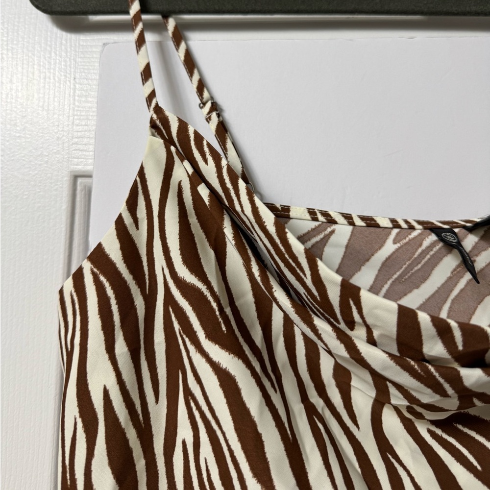 NWT VERSONA CAMI Brown/Cream ZEBRA PRINT Draped Front NWT - Picture 5 of 8